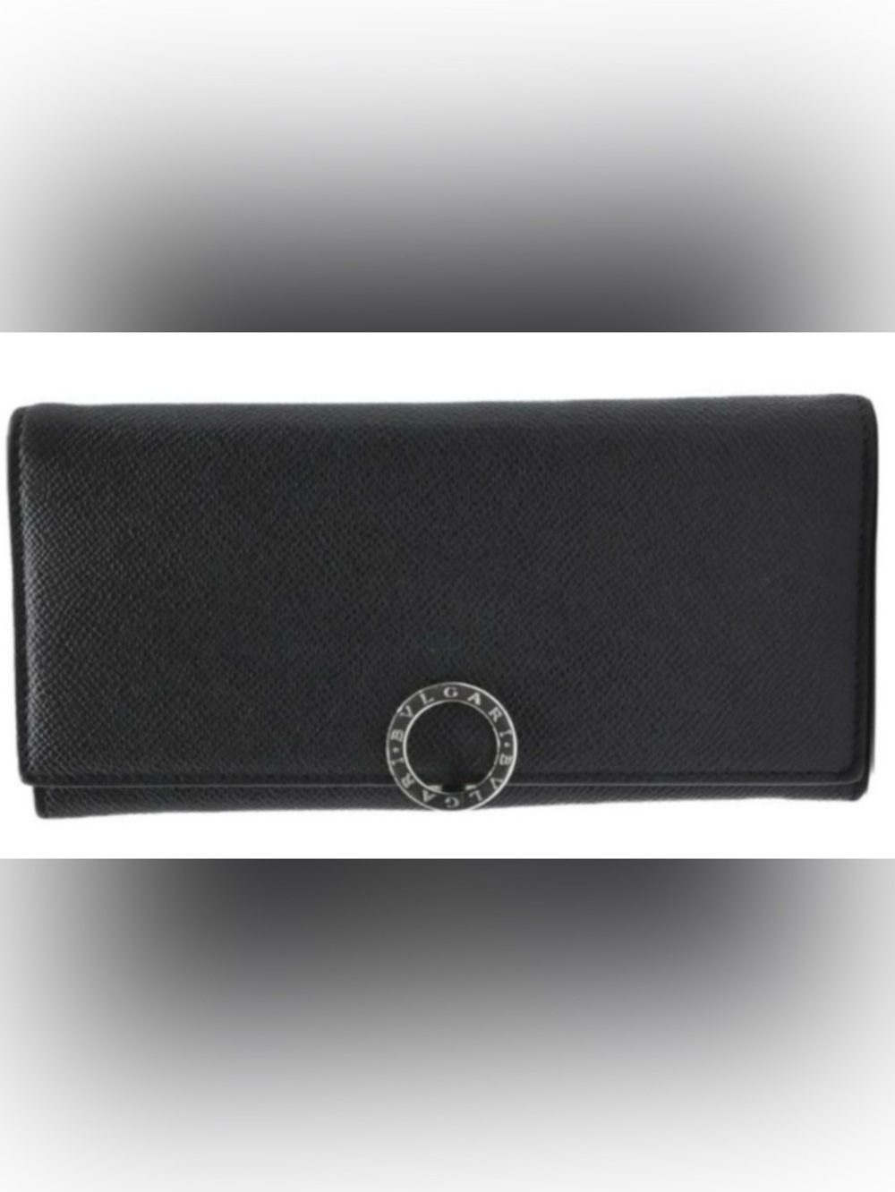 “BVLGARI” 🇮🇹 BLACK CALF SKIN LEATHER BI-FOLD LONG WALLET.